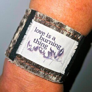 Johnny Cash Leather Cuff Bracelet Love is a Burning Thing Country Western Music